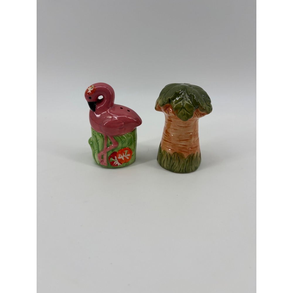 Unbranded Salt Pepper Shakers Unisex OS Pink Flamingo Palm Tree Tropical Kitschy
